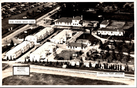 Real Photo Postcard Yendes' Motel on U.S. Route 40 in Vandalia, Ohio