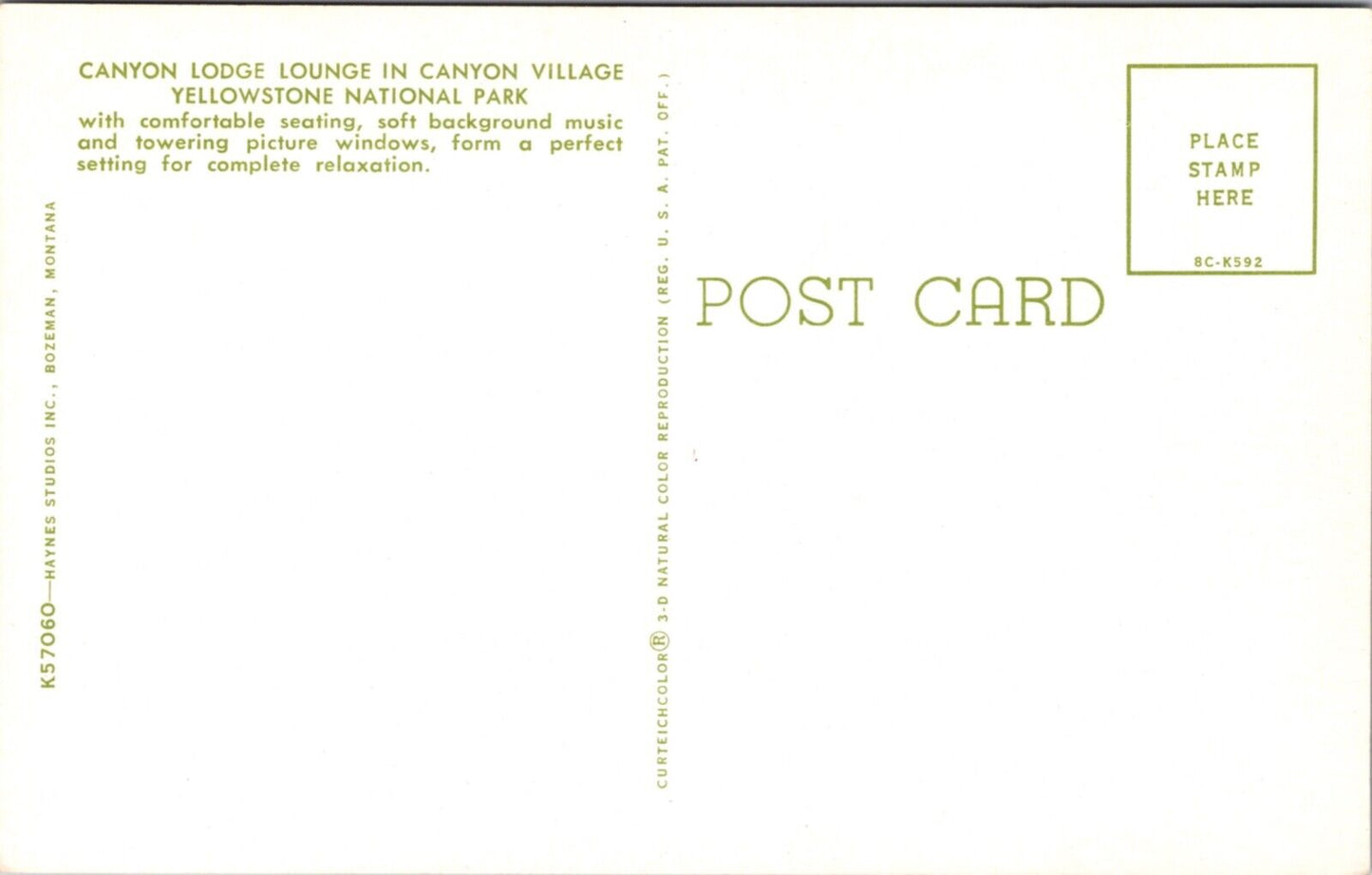 Two Postcards Canyon Lodge Lounge in Canyon Village Yellowstone National Park