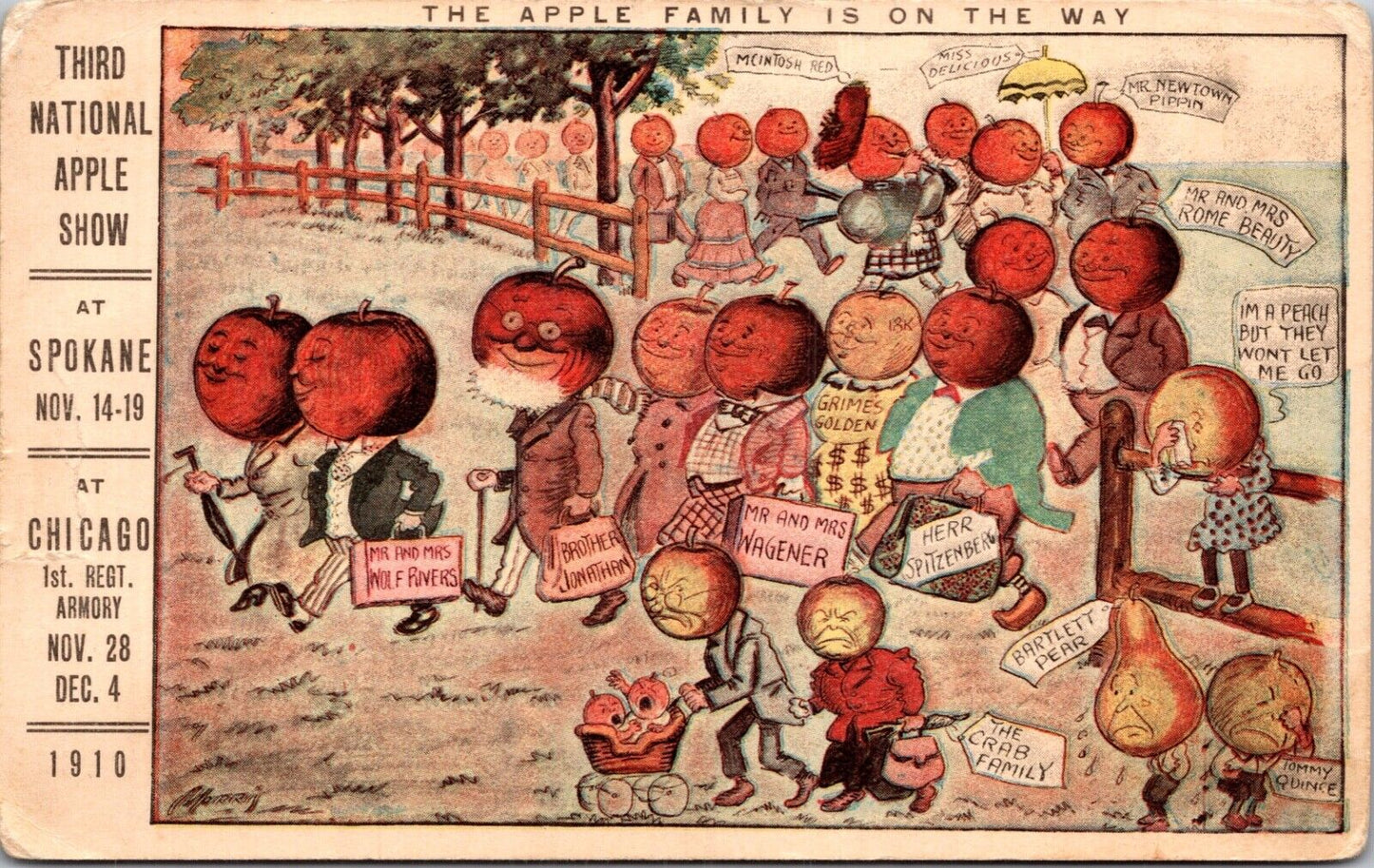 Advertising Postcard Third National Apple Show at Spokane and Chicago 1910