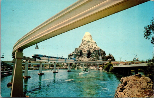 Disneyland Postcard Monorail, Submarine Ride, Matterhorn Mountain Tomorrowland