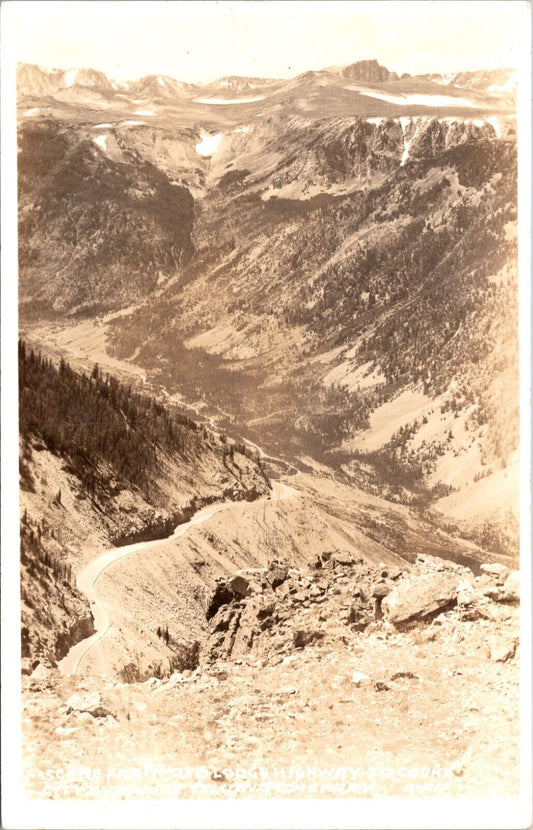 RPPC Scene From Red Lodge Highway to Cooke City Entrance Yellowstone Park, MT