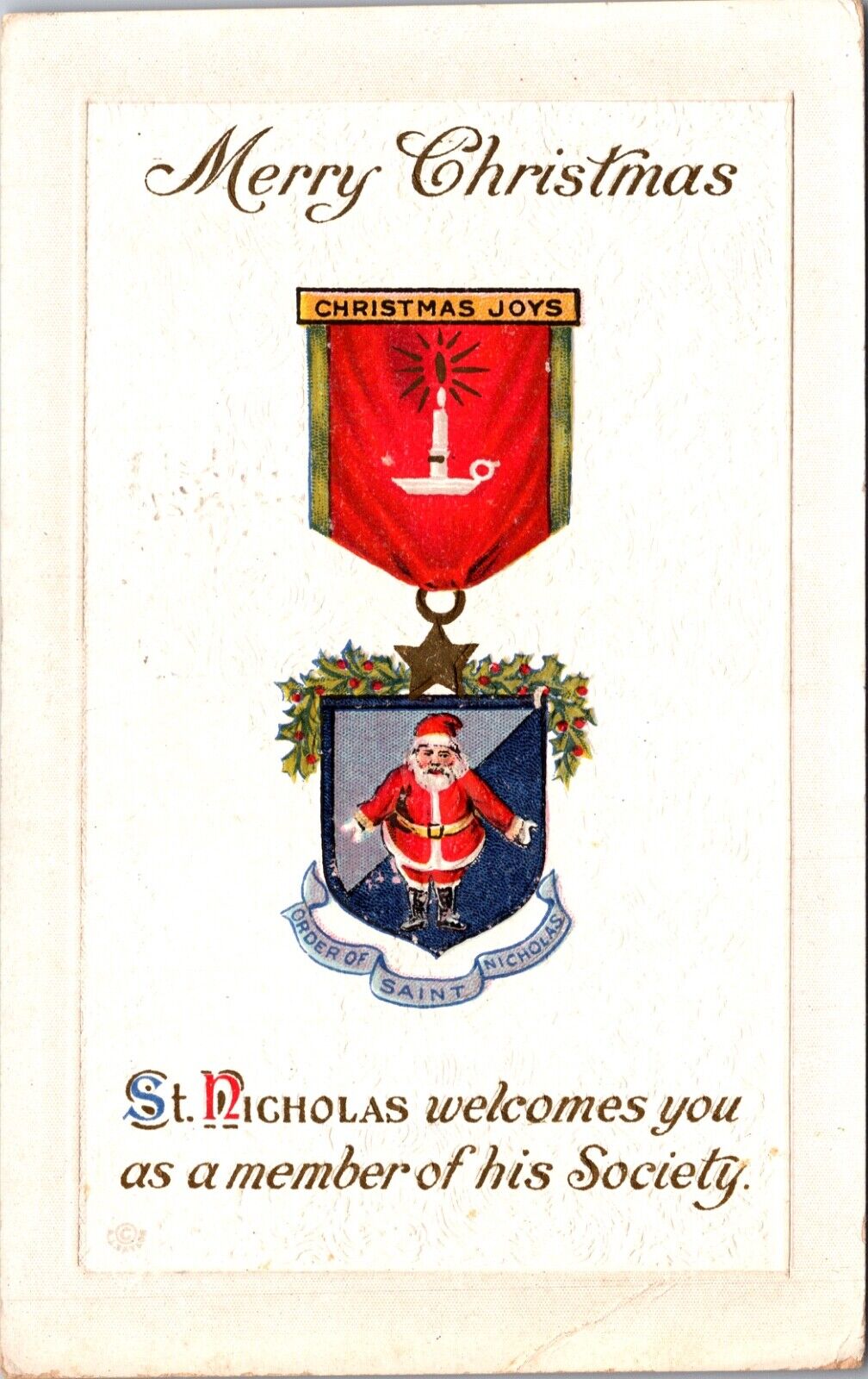 Christmas Postcard Military Medal Award Order of Saint Nicholas Society