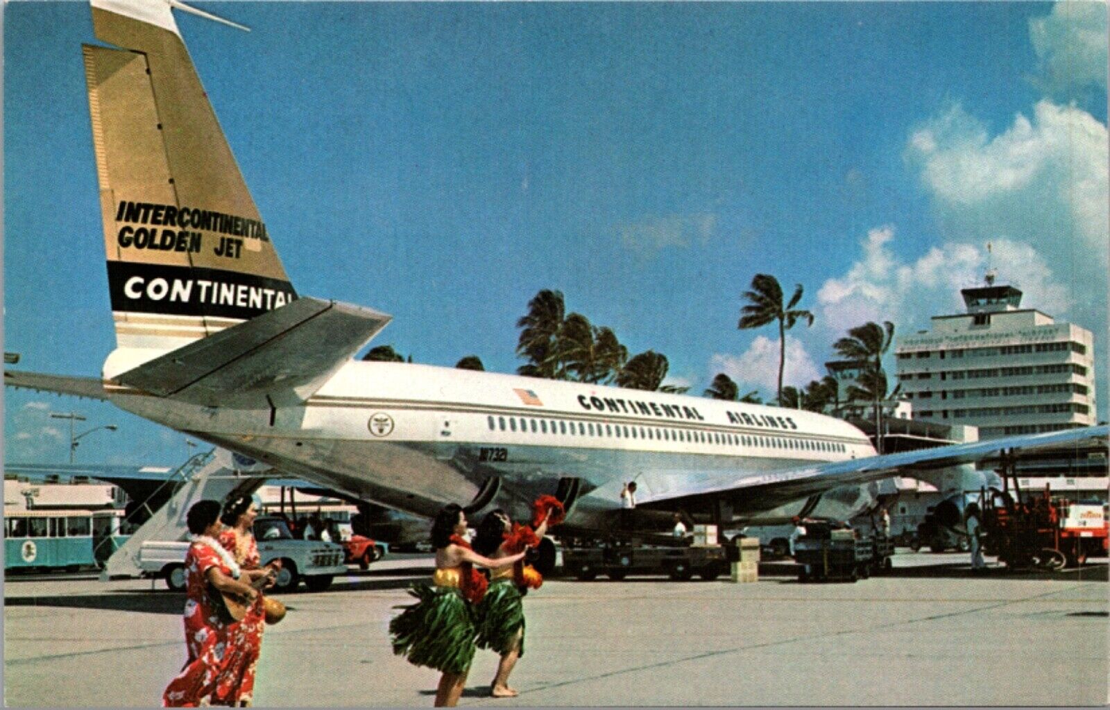 Advertising PC Intercontinental Golden Jet Continental Airlines Honolulu Hawaii