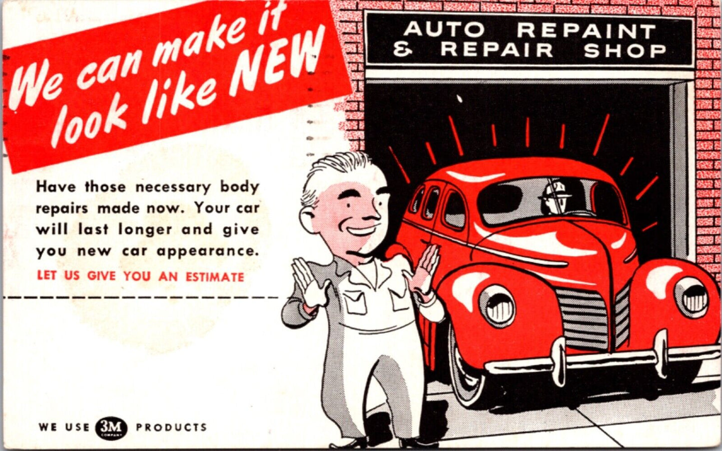 Advertising Postcard 3M Products Auto Repaint & Repair Shop in Lincoln, Nebraska