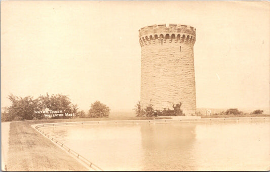 Real Photo Postcard Water Tower in Wollaston, Massachusetts