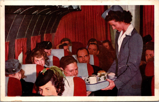 Advertising Postcard United Air Lines Full Course Meals Stewardess