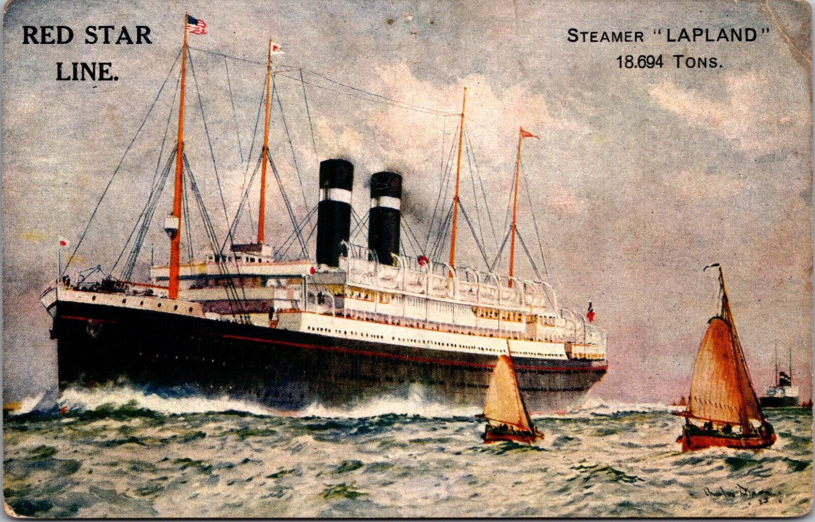 Advertising Postcard Red Star Line Steamer Lapland