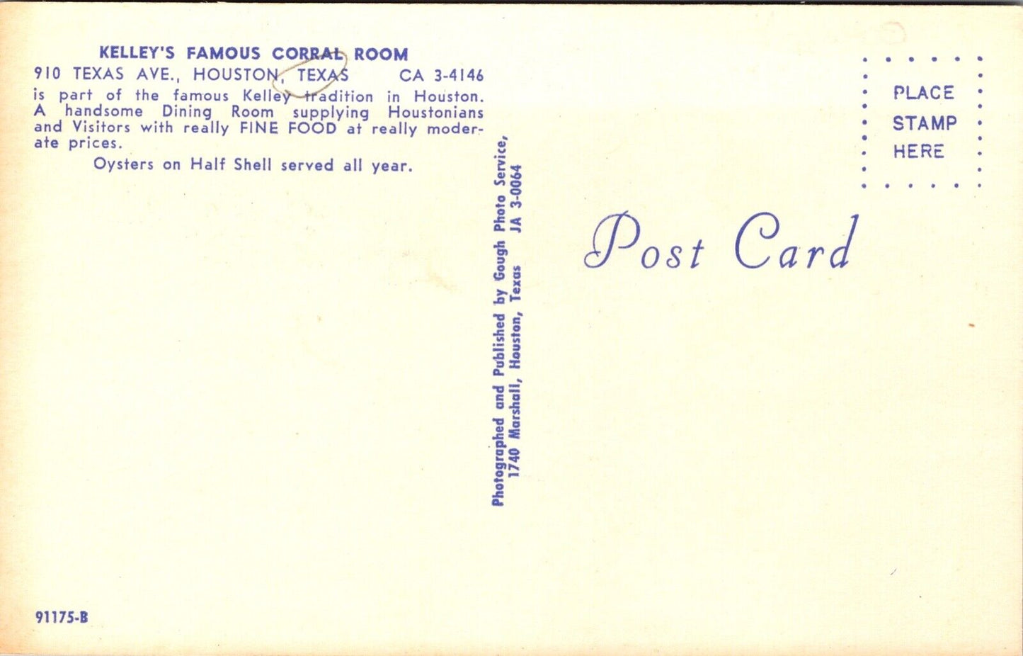 Two Postcards Kelley's Famous Corral Room in Houston, Texas~137446