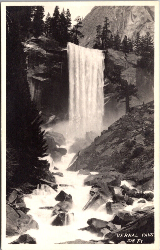 Real Photo Postcard Vernal Falls Camp Curry Studio Yosemite National Park