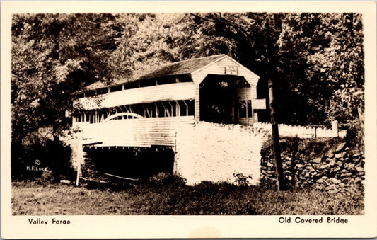 Real Photo Postcard Valley Forge Old Covered Bridge, Pennsylvania