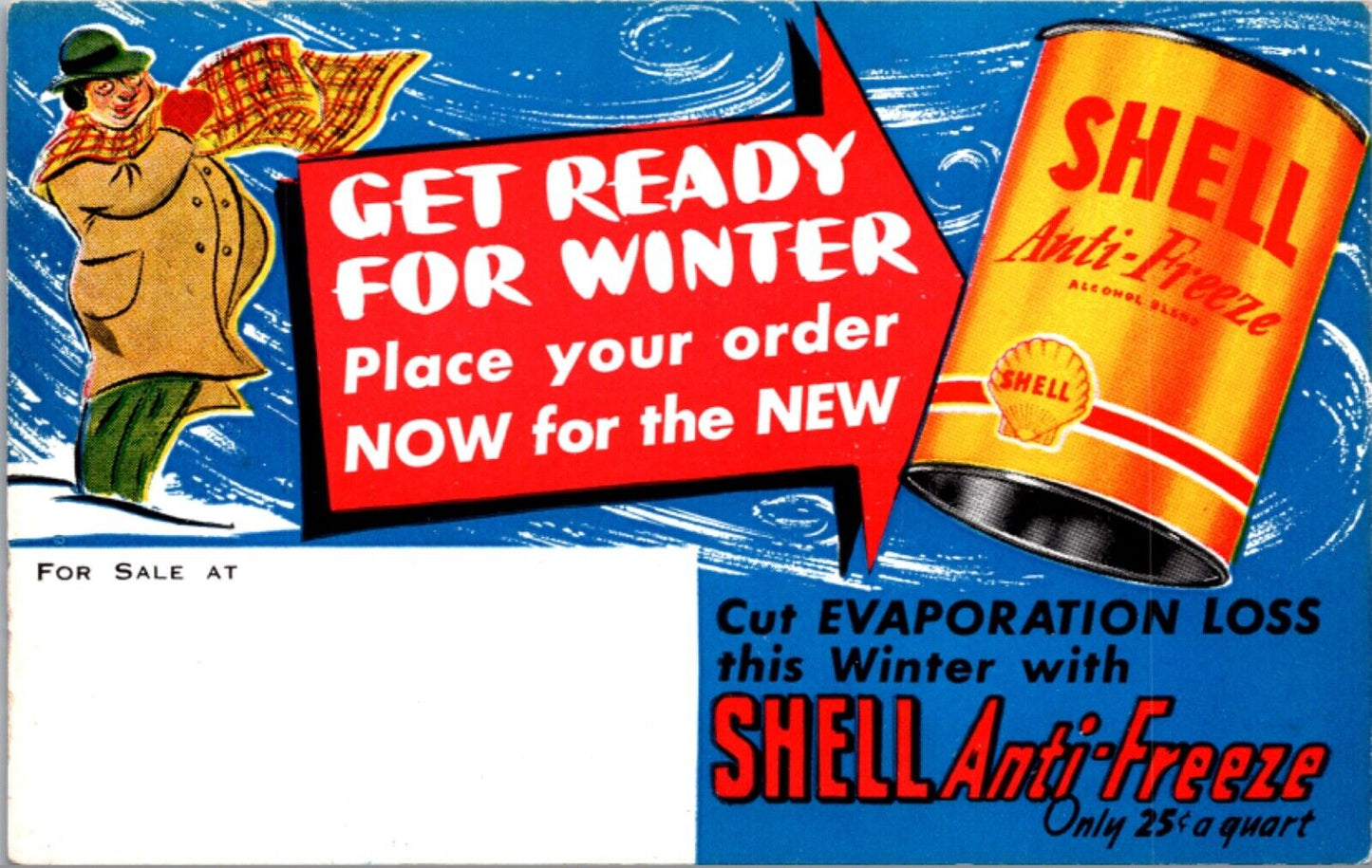 Advertising Postcard Shell Anti-Freeze  Alcohol Blend Get Ready for Winter