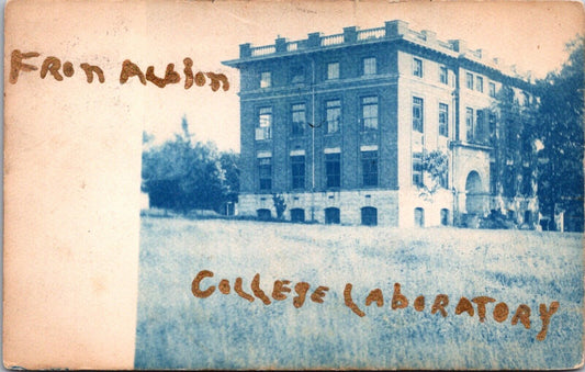 Cyanotype Real Photo Postcard College Laboratory in Albion, Michigan