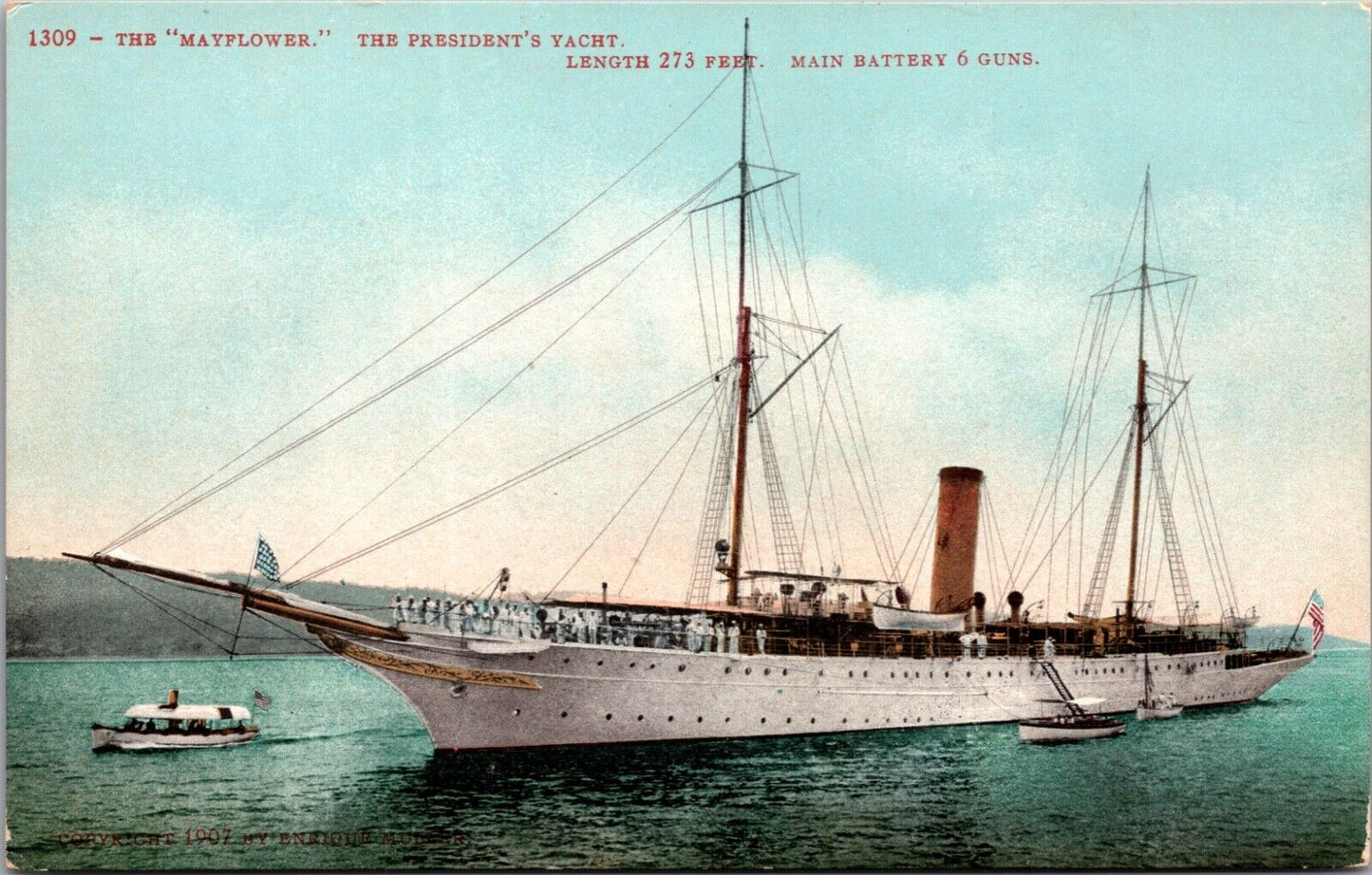 1907 Postcard The Mayflower The President's Yacht