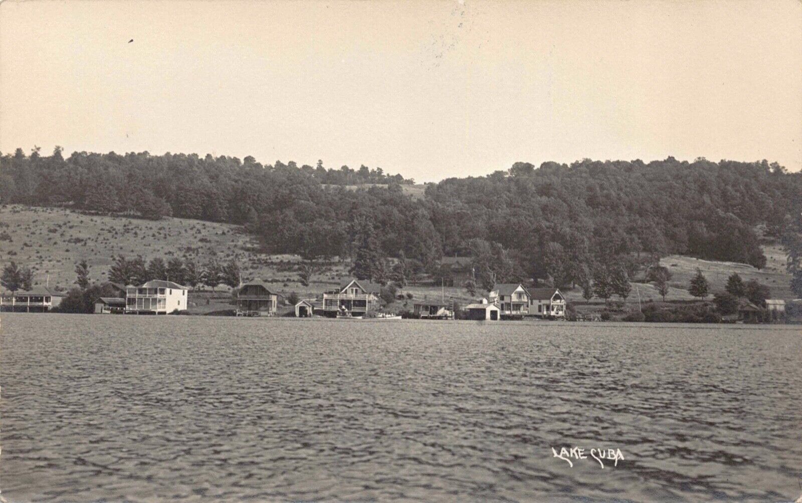 Real Photo Postcard View of Homes on Lake Cuba, New York~127099